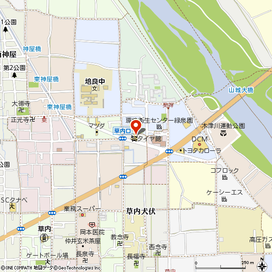 タイヤ館京田辺付近の地図